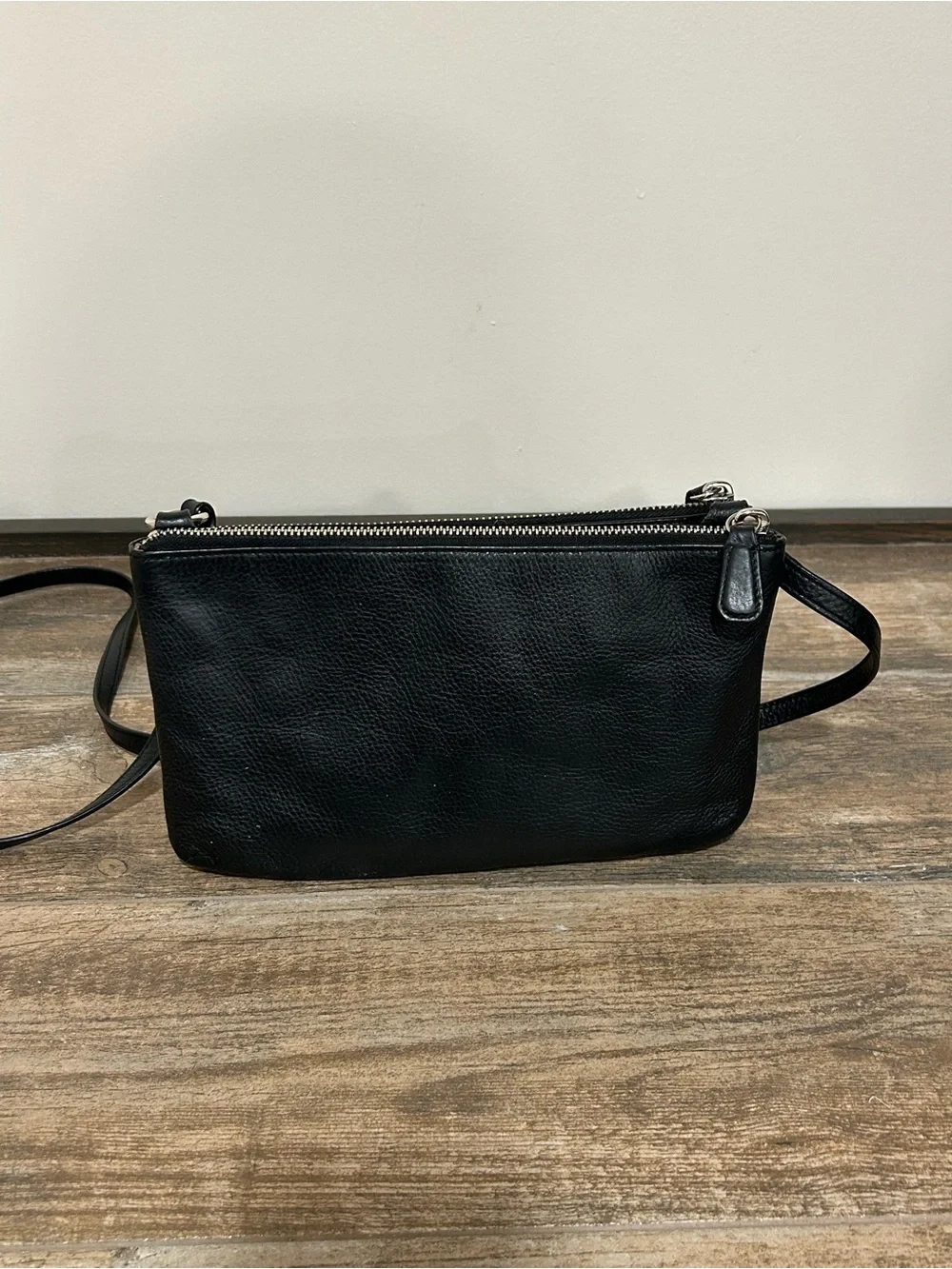 Coach F51682 Lyla Park Black pebble Leather Double Zip Crossbody Purse - Picture 5 of 14